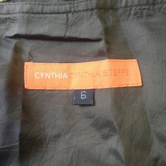 Cynthia Steffe Silk Olive Green Floral Skirt CeCe - Picture 2 of 4